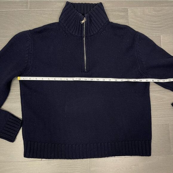 BRUNO MANETTI Merino Wool Boxy Quarter Zip Sweater Made In Italy Navy Blue M - Picture 14 of 16